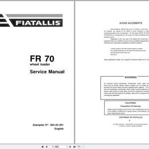 Fiat Allis Wheel Loader FR70 Service Manual 60402201 (1)