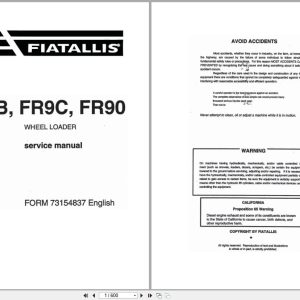 Fiat Allis Wheel Loader FR9B FR9C FR90 Service Manual 73154837 (1)