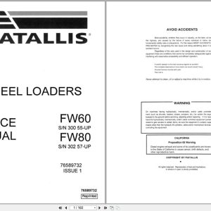 Fiat Allis Wheel Loader FW60 FW80 Service Manual 76589732 (1)