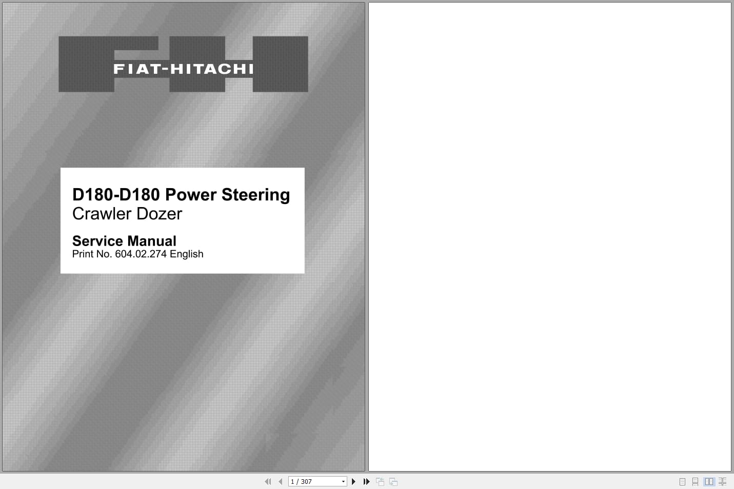 Fiat Hitachi Crawler Dozer D180 Power Steering Service Manual 60402274 (1)