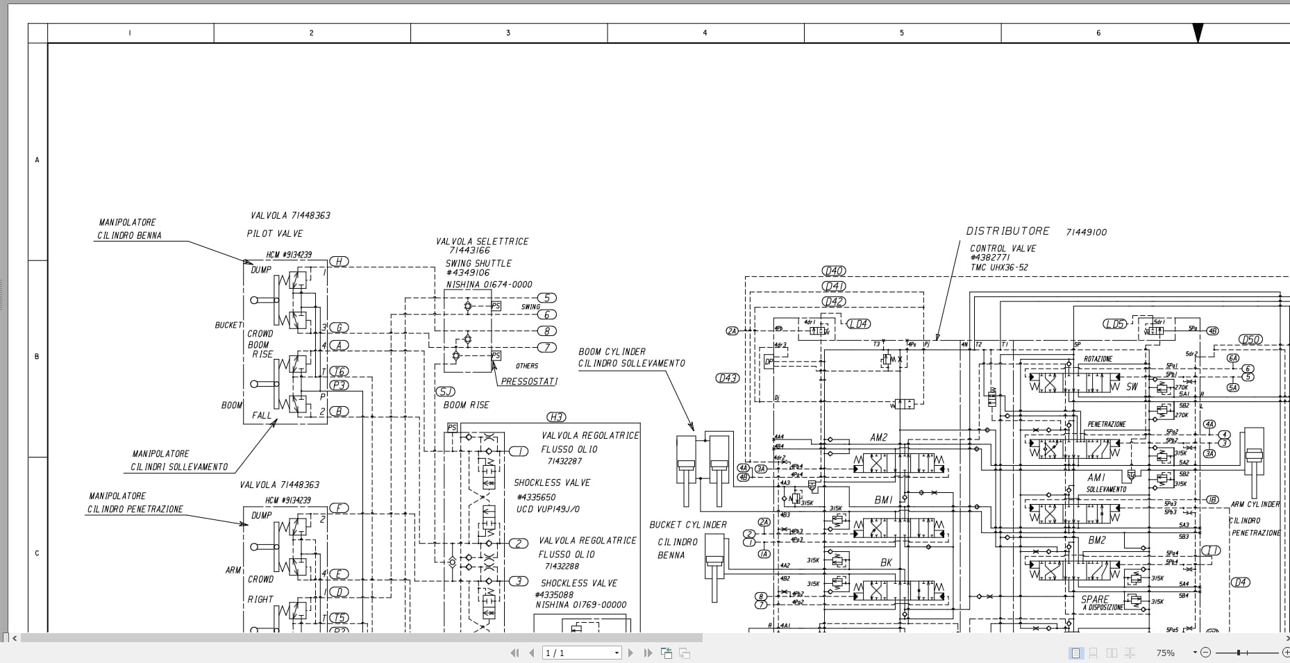 Fiat Hitachi Excavator CFH455 Hydraulic Schematic 71473578 (2)