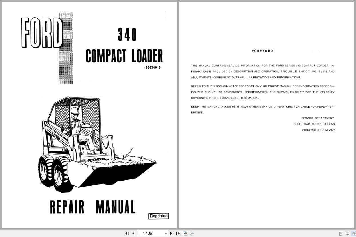 Ford Compact Loader 340 Repair Manual 40034010 (1)