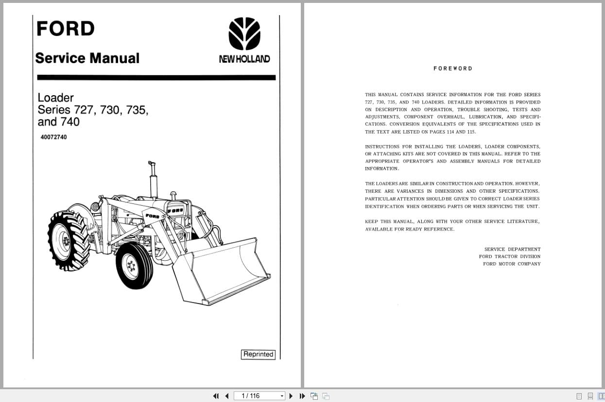 Ford Loader Series 727 730 735 740 Service Manual 40072740 (1)