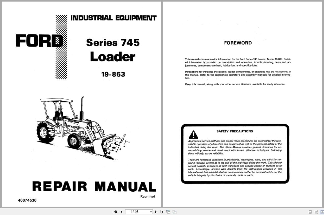 Ford Loader Series 745 19 863 Repair Manual 40074530 (1)