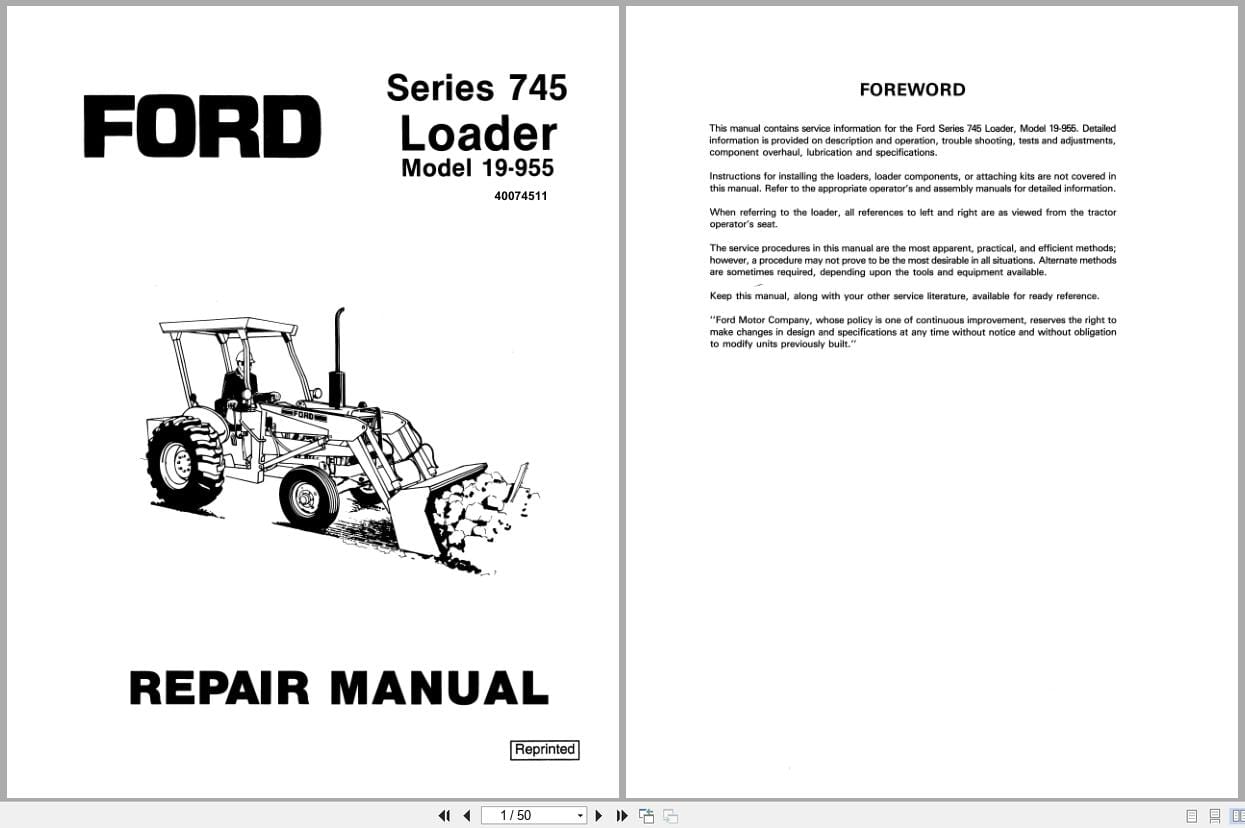 Ford Loader Series 745 19 955 Repair Manual 40074511 (1)