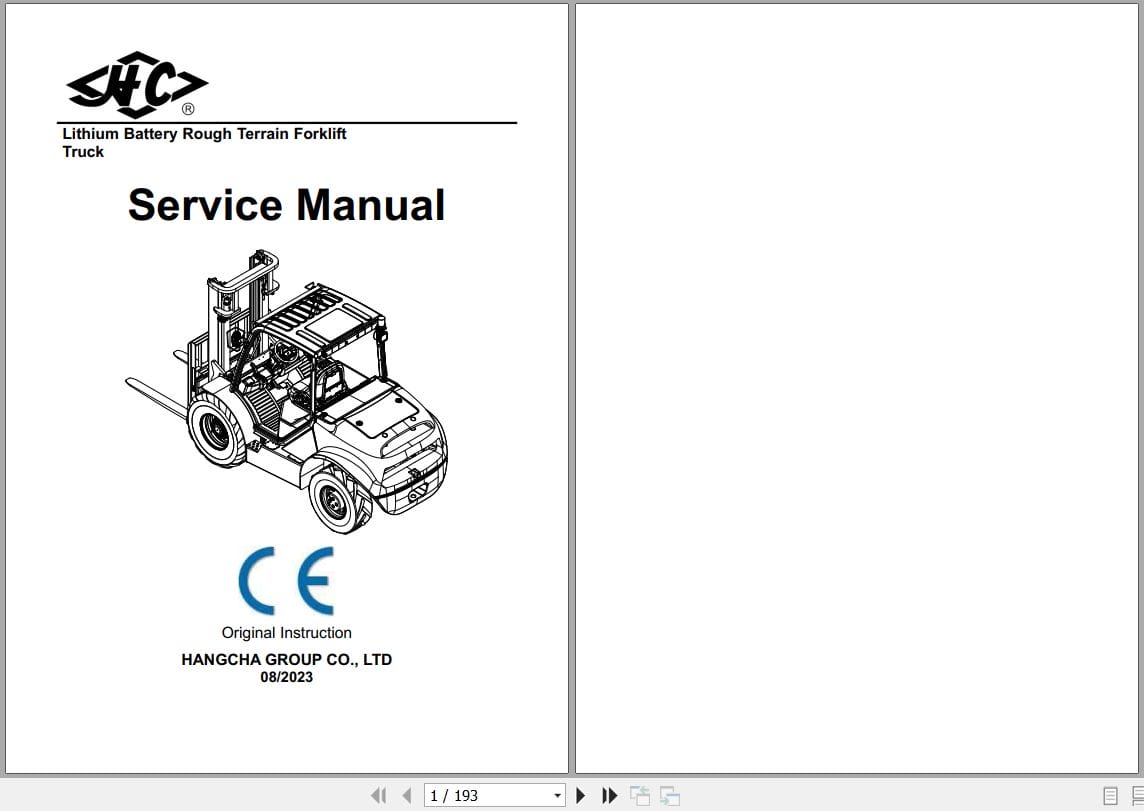 Hangcha 2.5t 3.5t CPD25 XY2GC RT4 to CPD35 XY2GC RT4 Service Manual 2023 EN (1)
