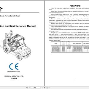 Hangcha 2.5t 3.5t CPD25 XY2GC RT4 to CPD35 XY2GE RT2 Operation Maintenance Manual 2024 EN (1)