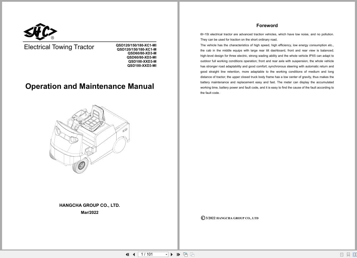 Hangcha 6.0t 18t QSD60 XD3 MI to QSD180 XC1 M Operation Maintenance Manual 2022 EN (1)