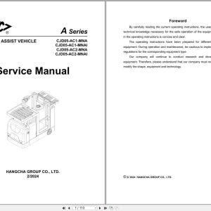 Hangcha A Series 0.5t CJD05 AC1 MNA to CJD05 AC2 MNAI Service Manual 2024 EN (1)