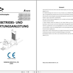 Hangcha A Series 0.8t 2.0t CPDB08 AC1S to CPDB20 AC2S I Operation Maintenance Manual 2023 DE (1)