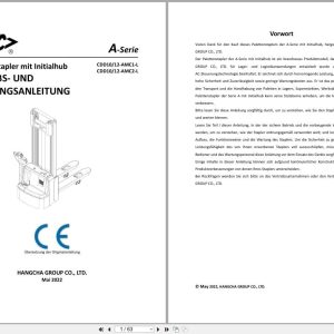 Hangcha A Series 1.0t 1.2t CDD10 AMC1 L to CDD12 AMC2 L Operation Maintenance Manual 2022 DE (1)