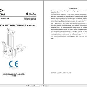 Hangcha A Series 1.0t 1.2t CDD10 AMC1 L to CDD12 AMC2 L Operation Maintenance Manual 2022 EN (1)