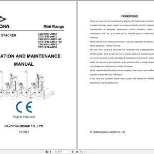 Hangcha A Series 1.0t 1.2t CDD10 AMC1 to CTD12 AMC2 Operation Maintenance Manual 2022 EN (1)