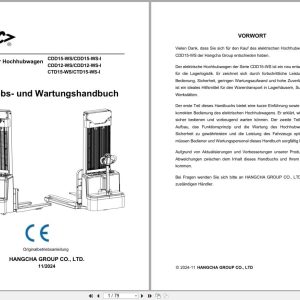 Hangcha A Series 1.2t 1.5t CDD12 WS to CTD15 WS I Operation Maintenance Manual 2024 DE (1)