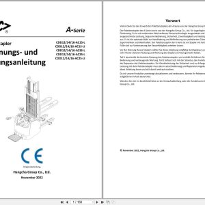Hangcha A Series 1.2t 1.6t CDD12 AC1S L to CDD14 AC2S LI Operation Maintenance Manual 2022 DE (1)
