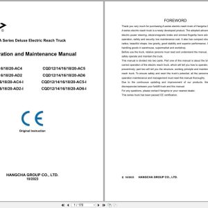 Hangcha A Series 1.2t 2.0t CQD12 AC4 to CQD20 AD6 I Operation Maintenance Manual 2023 EN (1)