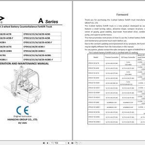 Hangcha A Series 1.3t 2.0t CPDS13 AC7B to CPDS20 AC8B1 I Operation Maintenance Manual 2025 EN (1)