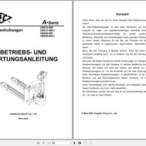 Hangcha A Series 1.5t 2.0t CBD15 WD to CBD20 WD I Operation Maintenance Manual 2023 DE (1)