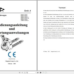 Hangcha A Series 1.5t CBD15 A2MC1 to CBD15 A3MC2 I Operation Maintenance Manual 2023 DE (1)