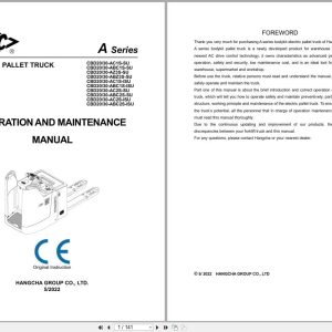 Hangcha A Series 2.0t 3.0t CBD20 AC1S SU to CBD30 ABC2S ISU Operation Maintenance Manual 2022 EN (1)