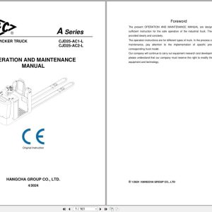 Hangcha A Series 2.5t CJD25 AC1 L CJD25 AC2 L Operation Maintenance Manual 2024 EN (1)