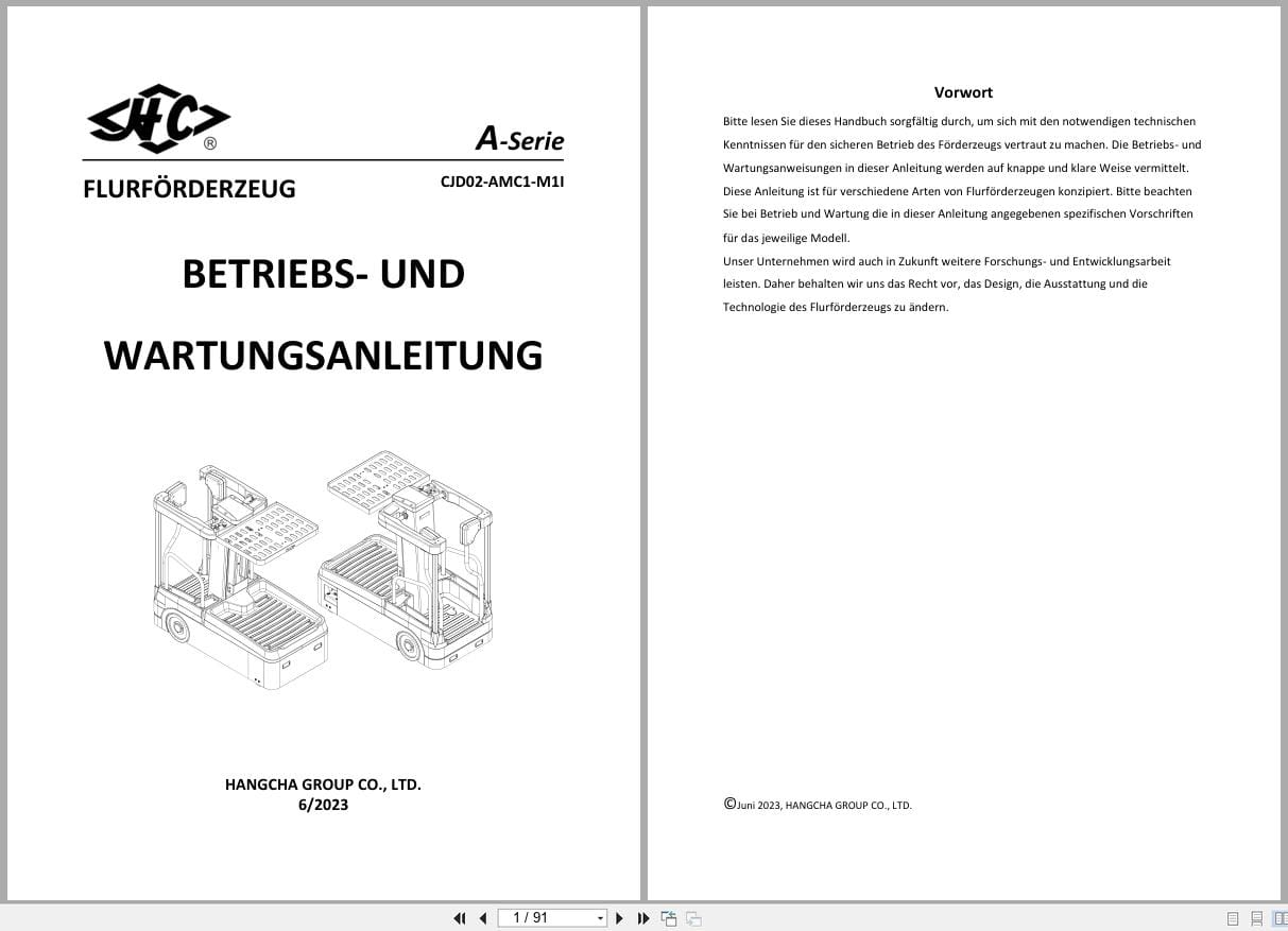 Hangcha A Series CJD02 AMC1 M1I Operation Maintenance Manual 2023 DE (1)