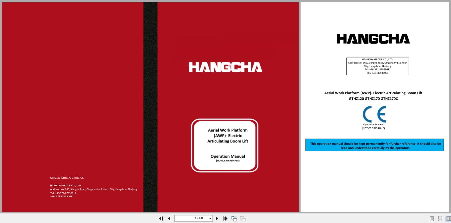 Hangcha Articulated Boom Platform GTHZ120 GTHZ170 GTHZ170C Operation Manual EN (1)