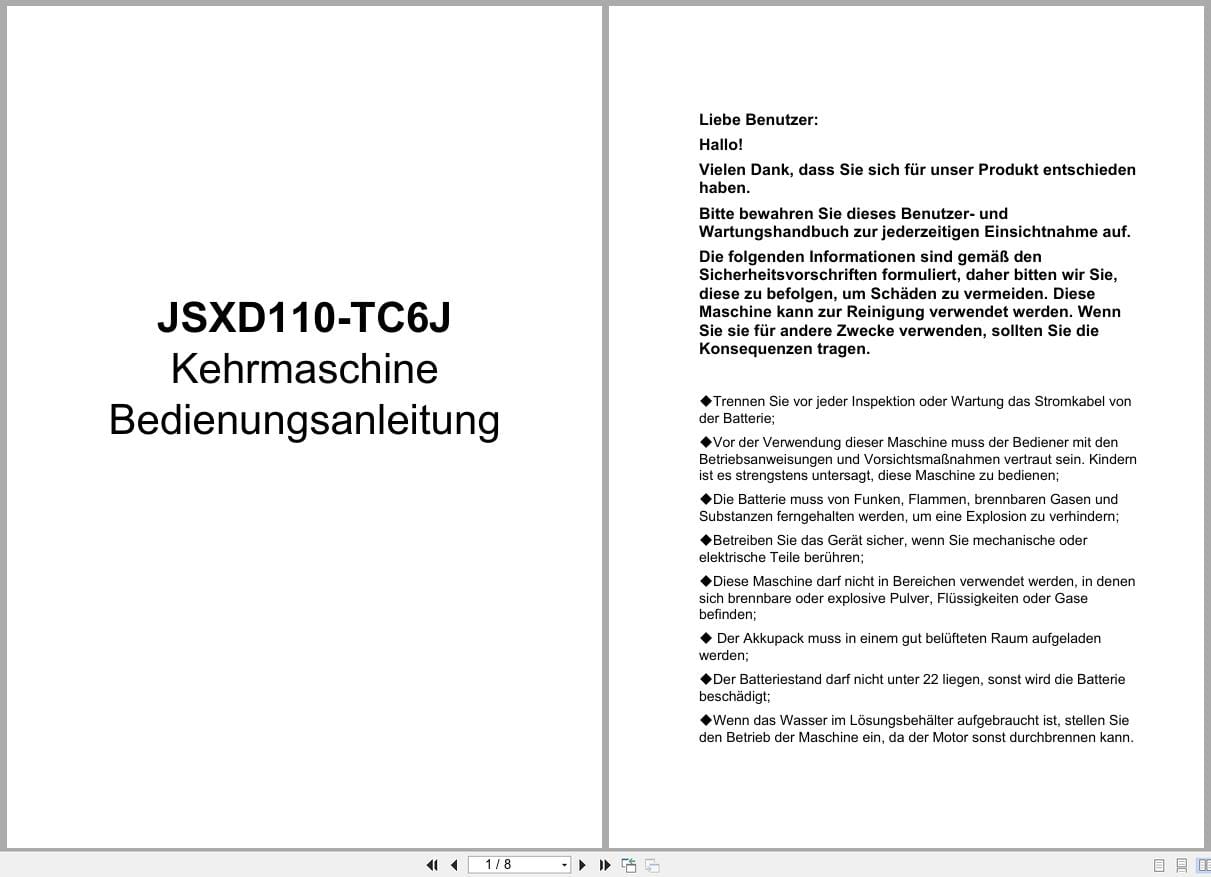 Hangcha Forklift JSXD110 TC6J Operating Instructions DE (1)
