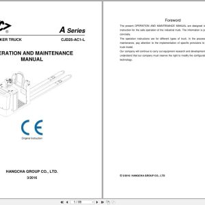 Hangcha Order Picker A Series 2.5t CJD25 AC1 L Operation Maintenance Manual 2016 EN (1)