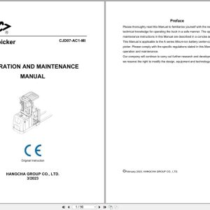Hangcha Order Picker A Series CJD07 AC1 MI Operation Maintenance Manual 2023 EN (1)