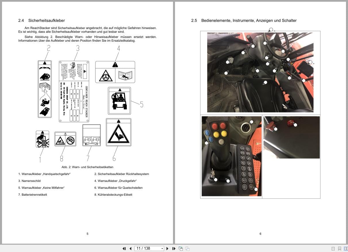 Hangcha Reach Stacker RS4531CH XRW86 to RS4531CH XRW61 Operating Instructions 2024 DE (2)