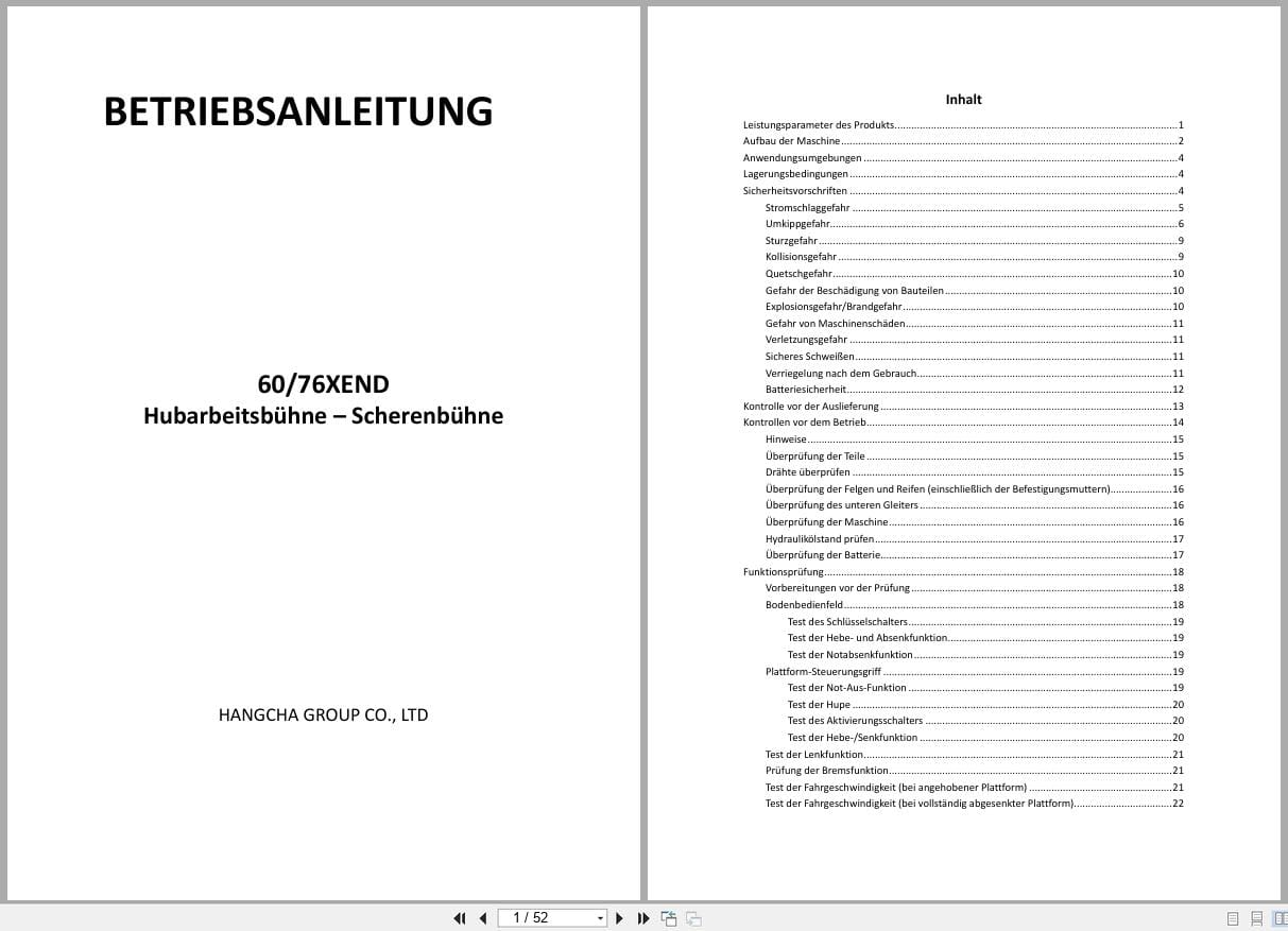 Hangcha Scissor Lifts 60XEND 76XEND Operating Instructions DE (1)