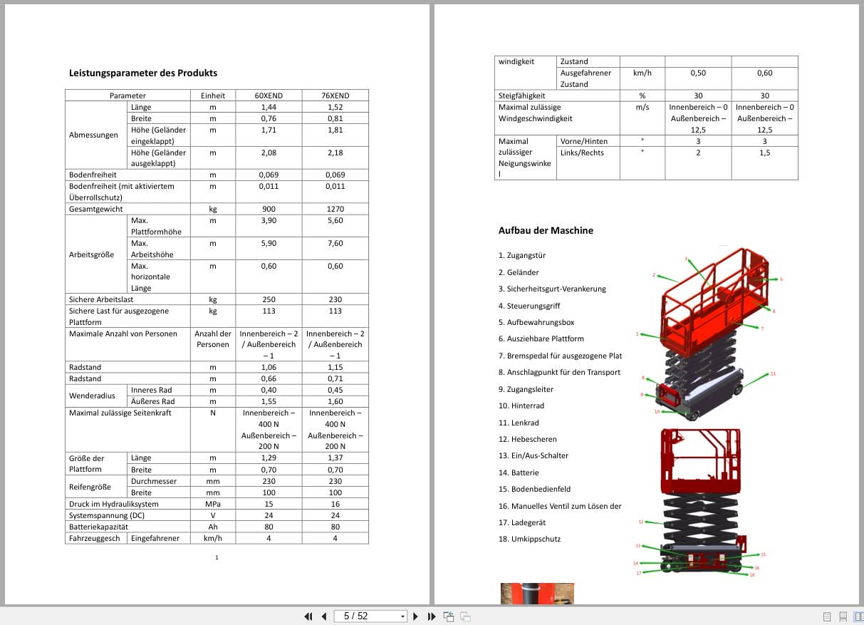 Hangcha Scissor Lifts 60XEND 76XEND Operating Instructions DE (2)