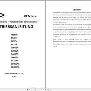 Hangcha Scissor Lifts XEN Series 65XEN to 160XENS Operating Instructions 2023 DE (1)