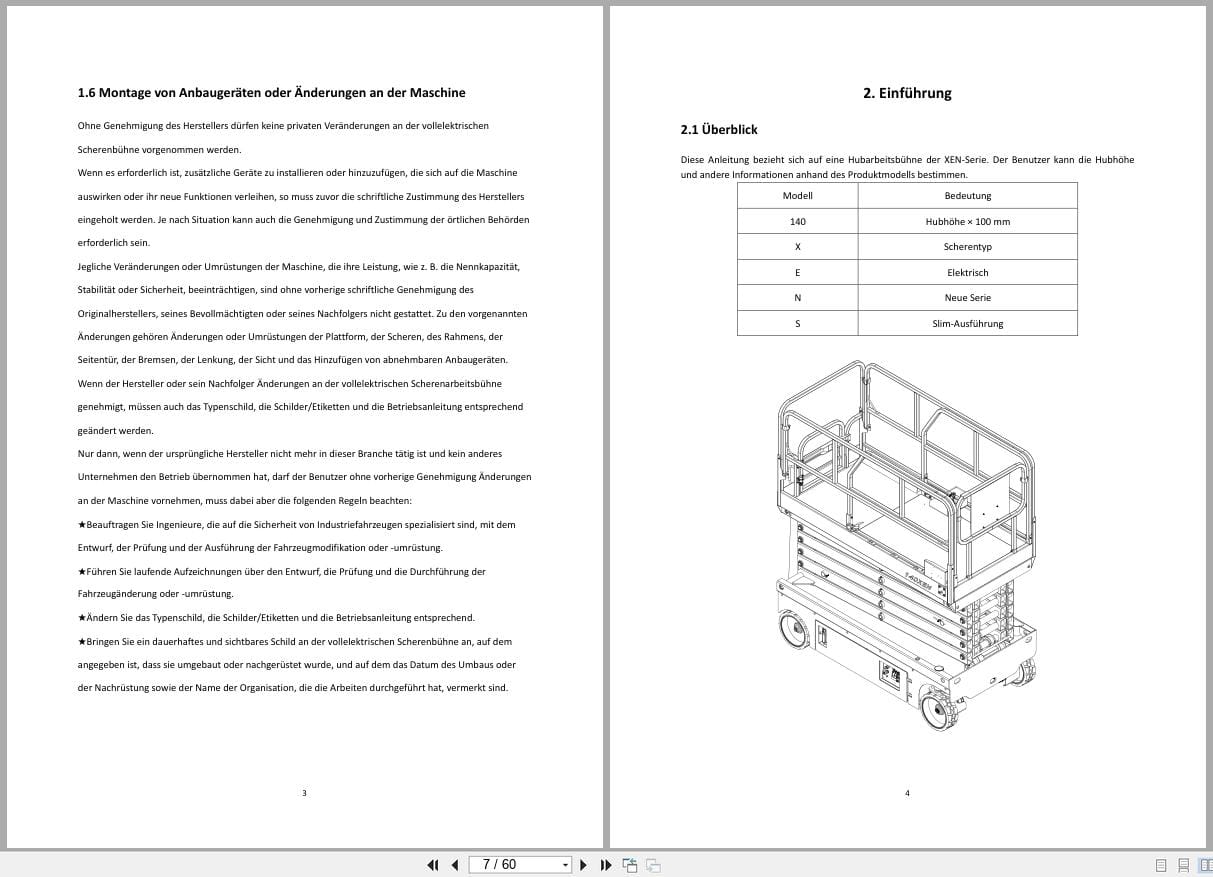 Hangcha Scissor Lifts XEN Series 65XEN to 160XENS Operating Instructions 2023 DE (2)