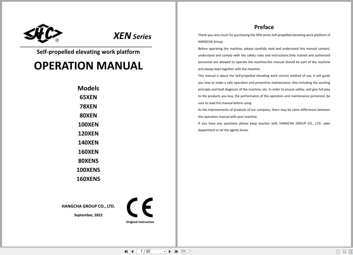 Hangcha Scissor Lifts XEN Series 65XEN to 160XENS Operating Manual 2022 EN (1)