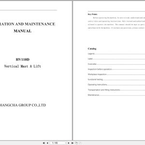 Hangcha Vertical Mast Lift HV110D Operation Maintenance Manual EN (1)