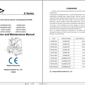 Hangcha X Series 0.8t 1.0t CPD08 XD2 to CPD10 XXD4 I Operation Maintenance Manual 2022 EN (1)