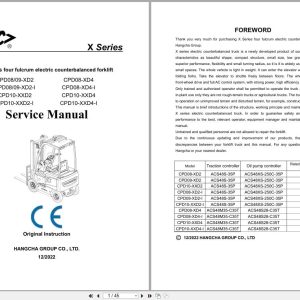 Hangcha X Series 0.8t 1.0t CPD08 XD2 to CPD10 XXD4 I Service Manual 2022 EN (1)