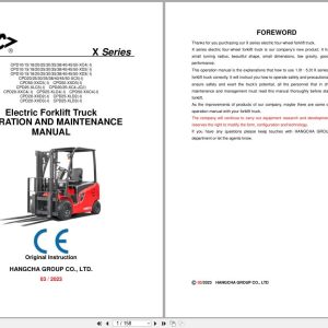 Hangcha X Series 1.0t 5.0t CPD10 XC4 to CPD50 XC5 Operation Maintenance Manual 2023 EN (1)
