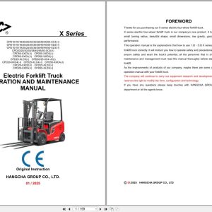 Hangcha X Series 1.0t 5.0t CPD10 XC4 to CPD50 XD3 Operation Maintenance Manual 2025 EN (1)
