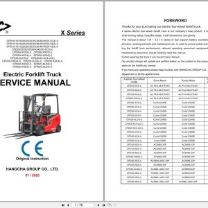 Hangcha X Series 1.0t 5.0t CPD10 XC4 to CPD50 XD3 Service Manual 2025 EN (1)