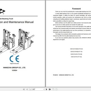 Hangcha X Series 1.2t 1.6t CDD12 XT1S SI to CDD16 XT1 SIL Operation Maintenance Manual 2024 EN (1)
