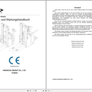 Hangcha X Series 1.2t 2.0t CDD12 XT1S SI to CDD20 XT1S SI Operation Maintenance Manual 2024 DE (1)