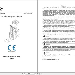 Hangcha X Series 1.4t 1.6t CDD14 XT1S SISU CDD16 XT1S SISU Operation Maintenance Manual 2024 DE (1)