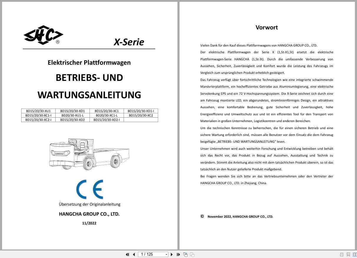 Hangcha X Series 1.5t 3.0t BD15 XU1 to BD30 XD2 I Operating Maintenance Manual 2022 DE (1)