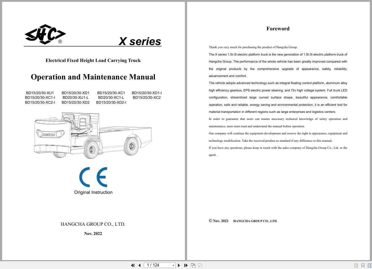 Hangcha X Series 1.5t 3.0t BD15 XU1 to BD30 XD2 I Operation And Maintenance Instructions 2022 EN (1)