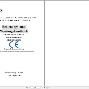 Hangcha X Series 12t 16t CPCD120 XRXH13B to CPCD160 XRXH13B Operation Maintenance Manual 2022 DE (1)