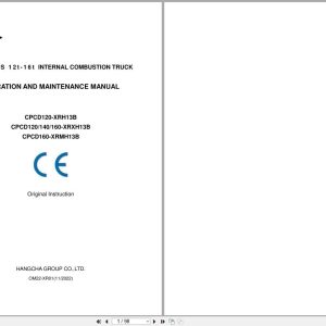 Hangcha X Series 12t 16t CPCD120 XRXH13B to CPCD160 XRXH13B Operation Maintenance Manual 2022 EN (1)