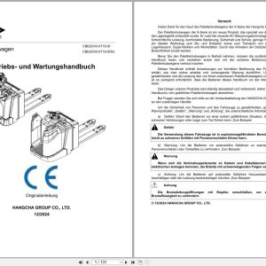 Hangcha X Series 2.0t 3.0t CBD20 XT1S SI to CBD30 XT1S SISU Operation Maintenance Manual 2024 DE (1)